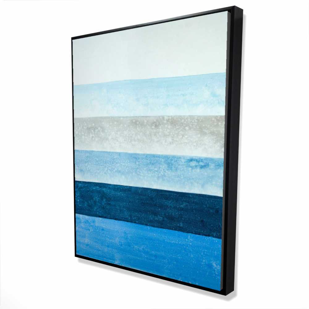2081-4836-AB94 36 x 48 in. Blue Stripes Bathroom Abstract Framed Canvas - Home Decor