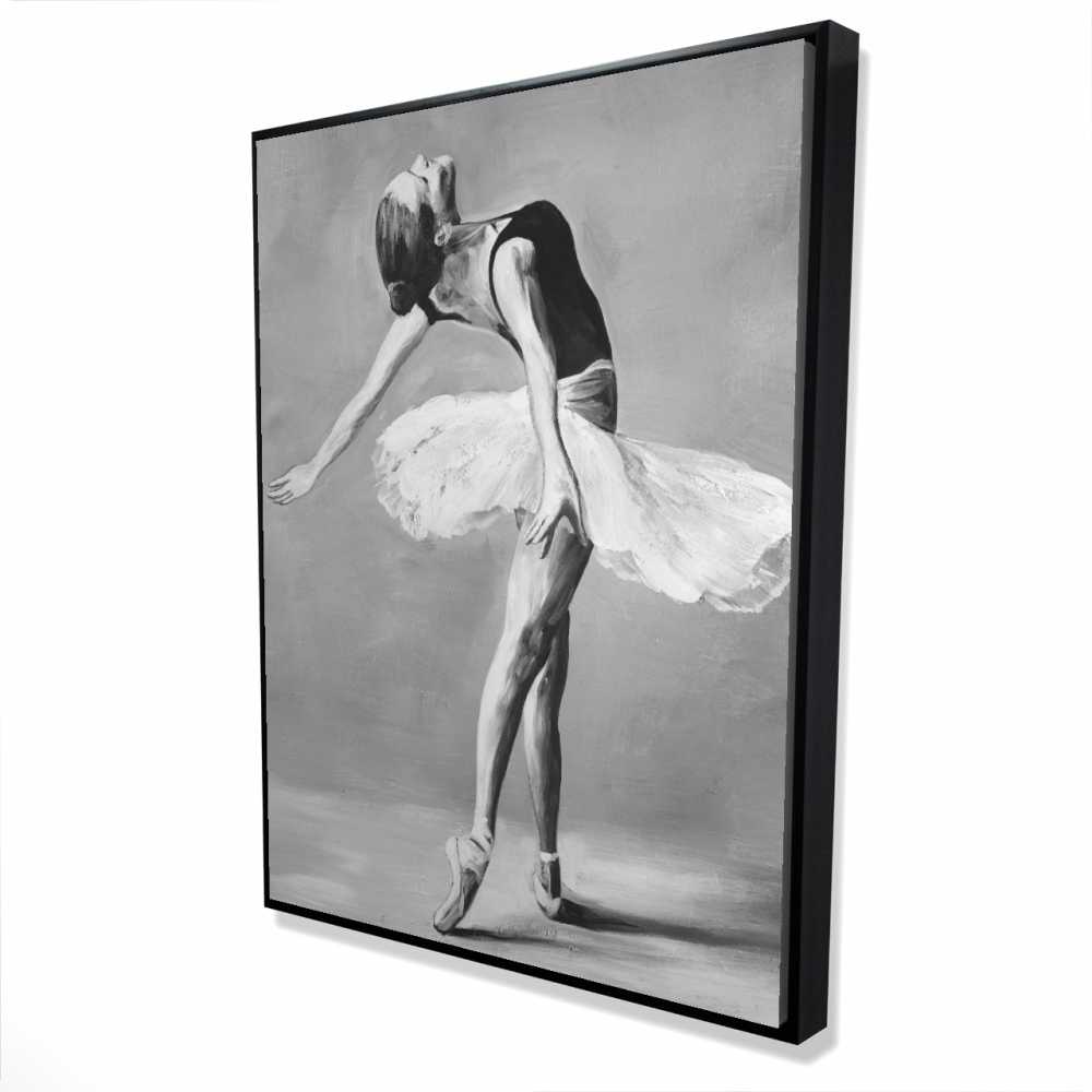 2081-4836-SP23 36 x 48 in. Classic Ballet Dancer - Black & White Framed Canvas Decor