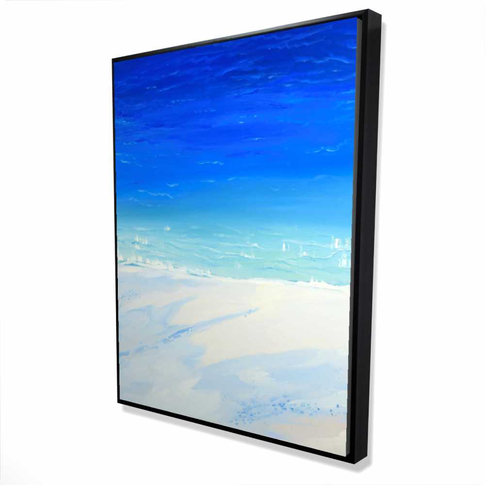 2081-4836-TV9 36 x 48 in. Satellite View of the Ocean - Turquoise Framed Canvas Art