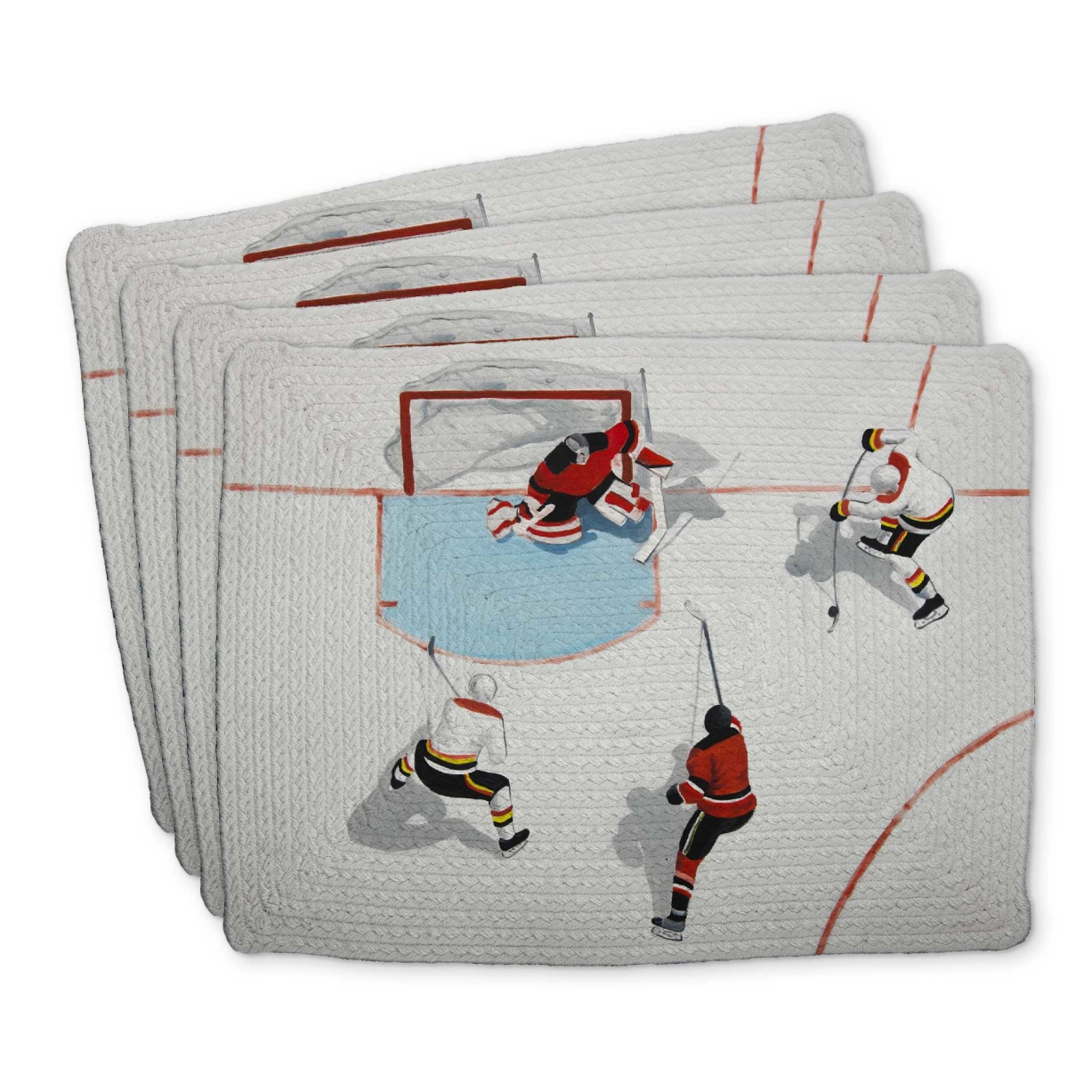 Picture of Begin Home Decor C4BP1418WR3KD2 14 x 18 in. Eventful Hockey Game Braided Polyester Placemat - Home Decor - Set of 4
