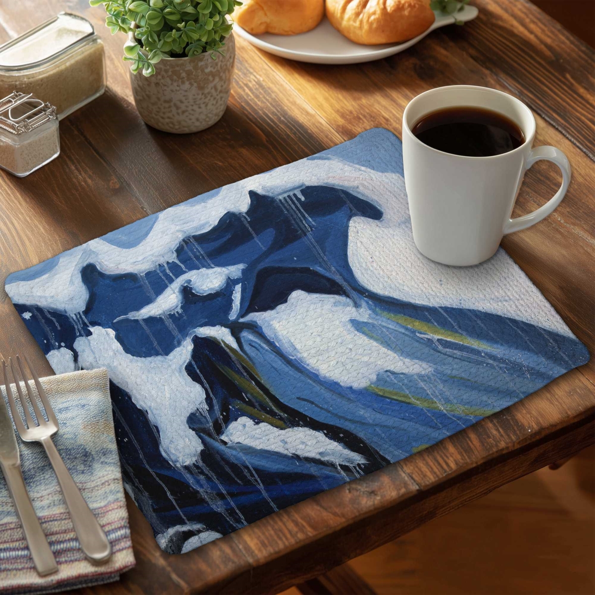 Picture of Begin Home Decor C4BP1418ZSYLKU 14 x 18 in. Wave in Motion Braided Polyester Placemat for Home Decor - Set of 4