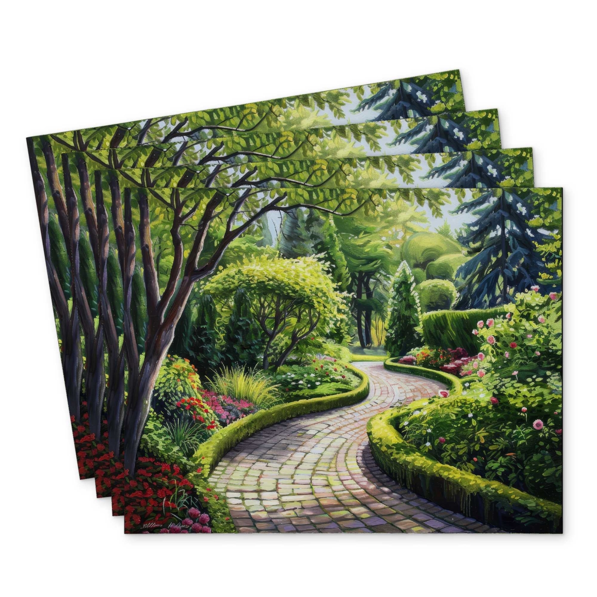 Picture of Begin Home Decor C4PP141884XRPD 14 x 18 in. Garden Path Polyester Placemat - Stylish Home Decor Accent - Set of 4