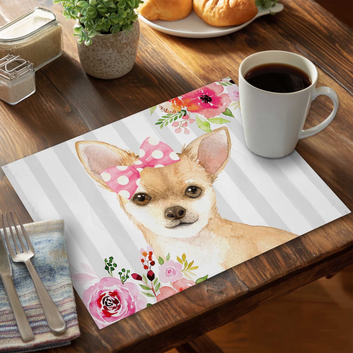 Picture of Begin Home Decor C4PP1418901YSG 14 x 18 in. Chihuahua Dog Polyester Placemat - Stylish Design - Set of 4