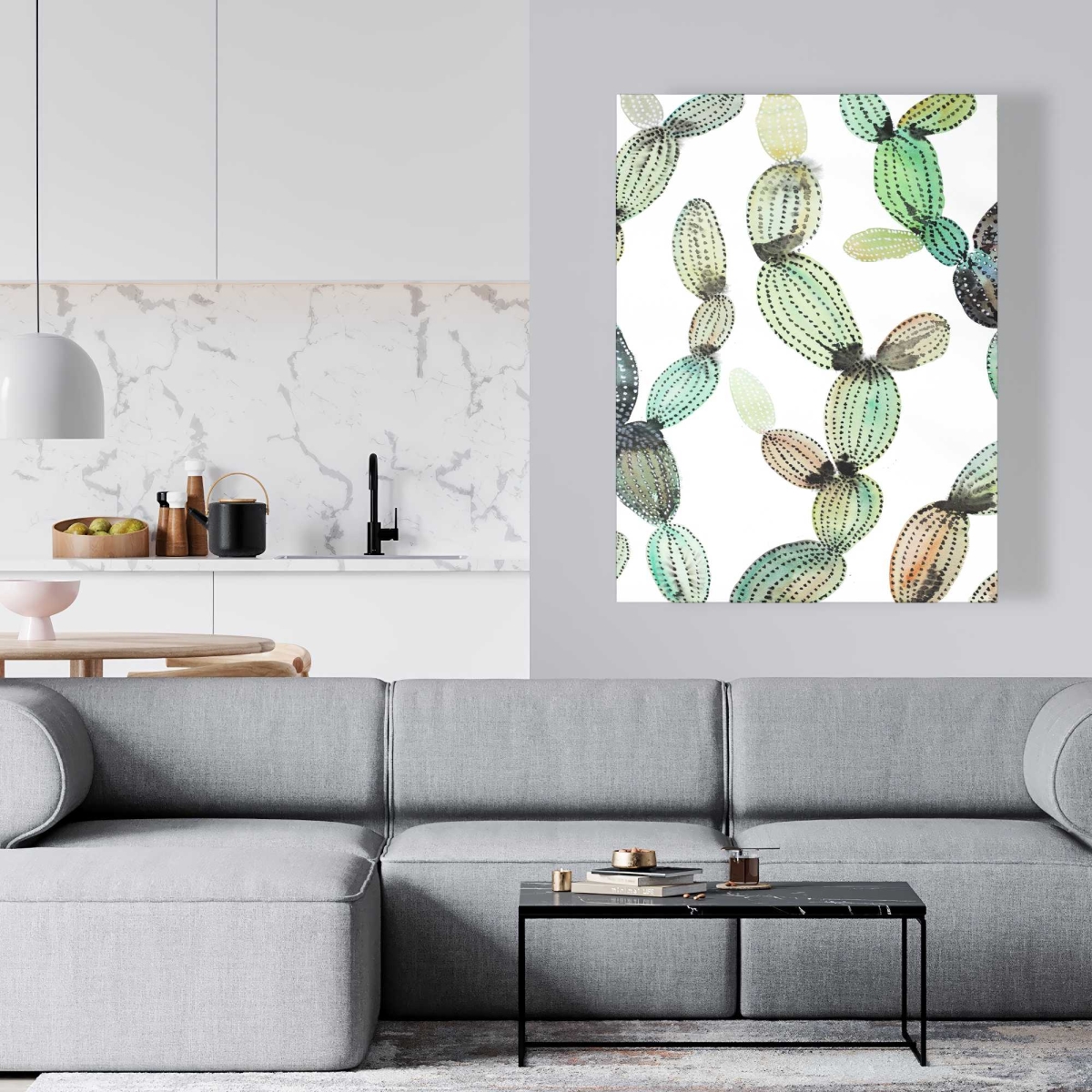 C1RC36485LCXF8 36 x 48 in. Cactus Pattern - Botanical Green Canvas for Home Decor
