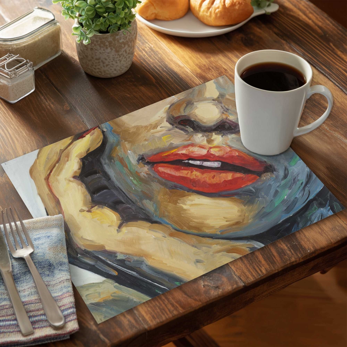 Picture of Begin Home Decor C4PP14189DX9G9 14 x 18 in. Irresistible Lips Closeup Polyester Placemat - Home Decor - Set of 4