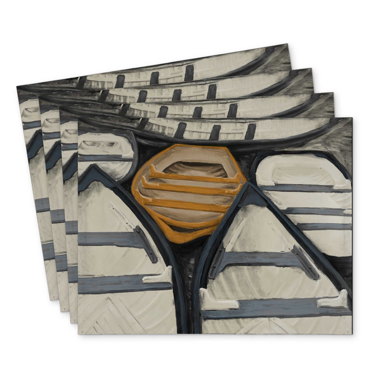 Picture of Begin Home Decor C4PP1418ANO0CL 14 x 18 in. Canoes Polyester Placemat for Home Decor - Stylish & Durable - Set of 4