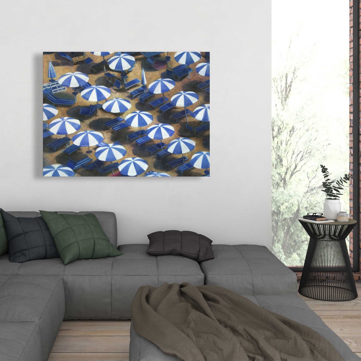 C1RC36487QBDF3 36 x 48 in. Beach Umbrellas - Classic Blue Canvas for Home Decor