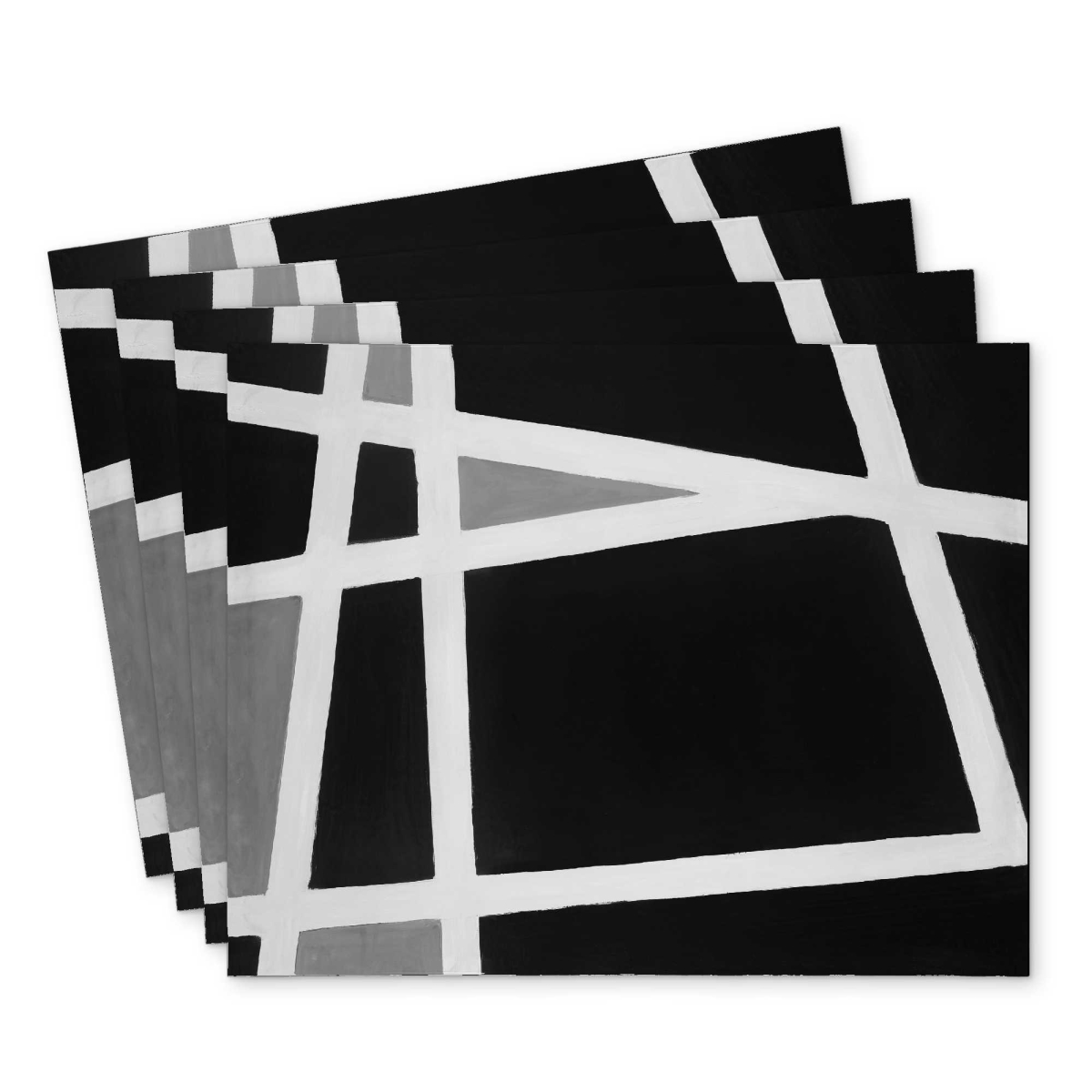 Picture of Begin Home Decor C4PP1418CR6DDN 14 x 18 in. Black & White Abstract Shapes Polyester Placemat - Decor - Set of 4
