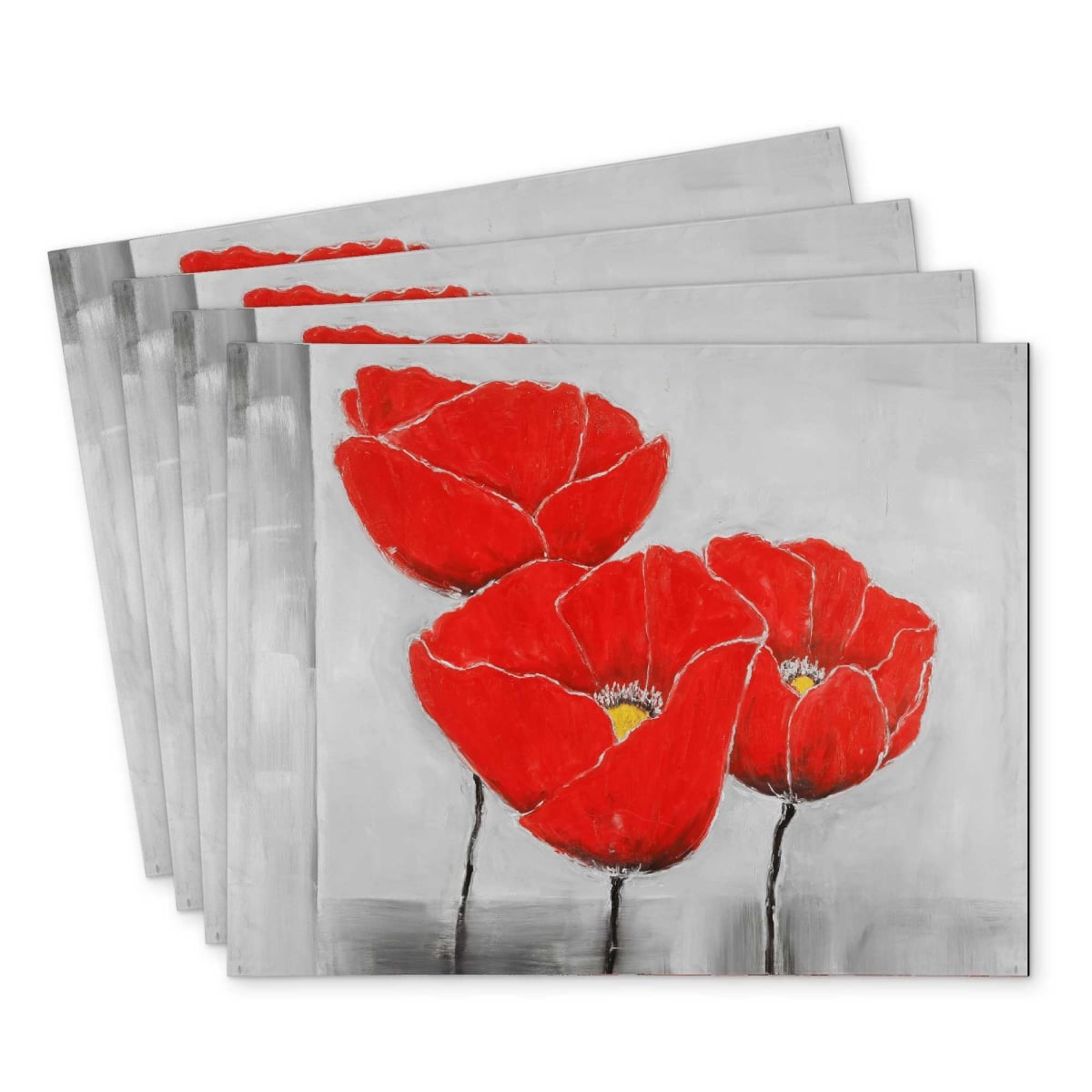 Picture of Begin Home Decor C4PP1418E5Y5Y3 14 x 18 in. Three Poppies Polyester Placemat - Elegant Home Decor Accent - Set of 4