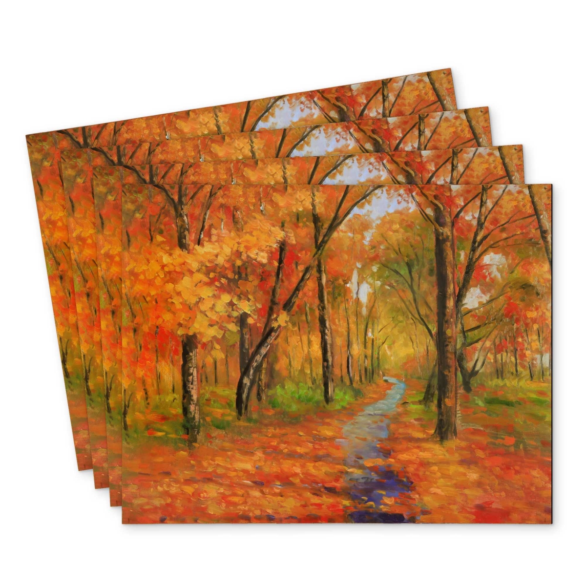 Picture of Begin Home Decor C4PP1418EG2FOY 14 x 18 in. Autumn Trail in the Forest Polyester Placemat - Home Decor - Set of 4