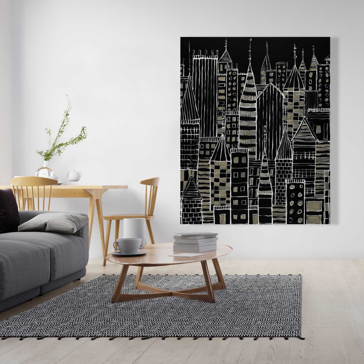 C1RC48607O4UI1 48 x 60 in. Illustrative Dark City Canvas - Unique Home Decor Art