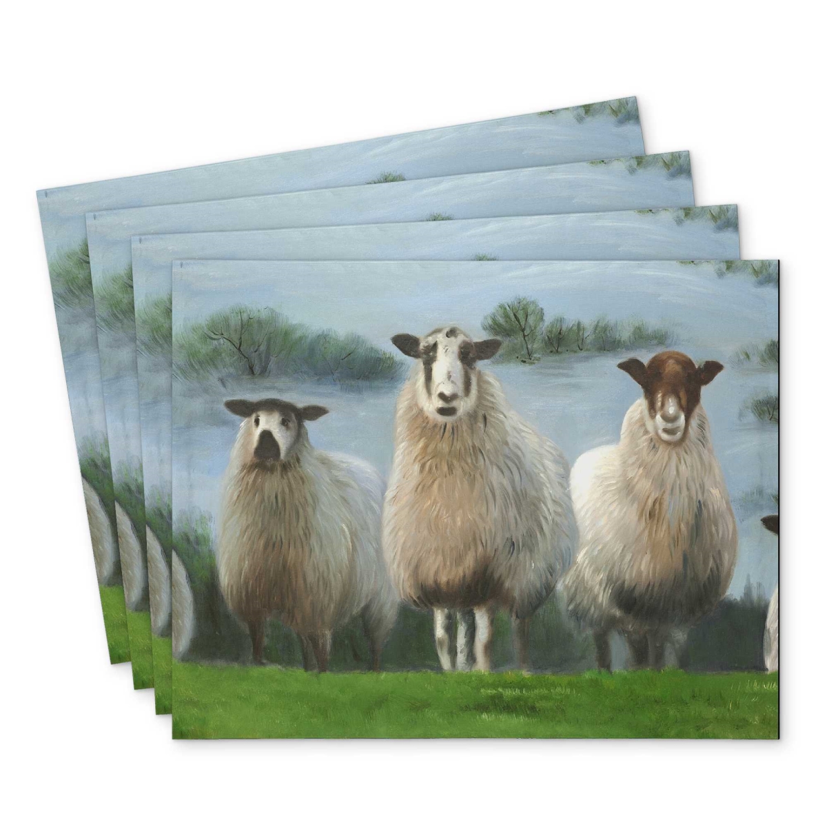 Picture of Begin Home Decor C4PP14180KKZZQ 14 x 18 in. Flock of Sheep Polyester Placemat - Stylish Home Decor - Set of 4