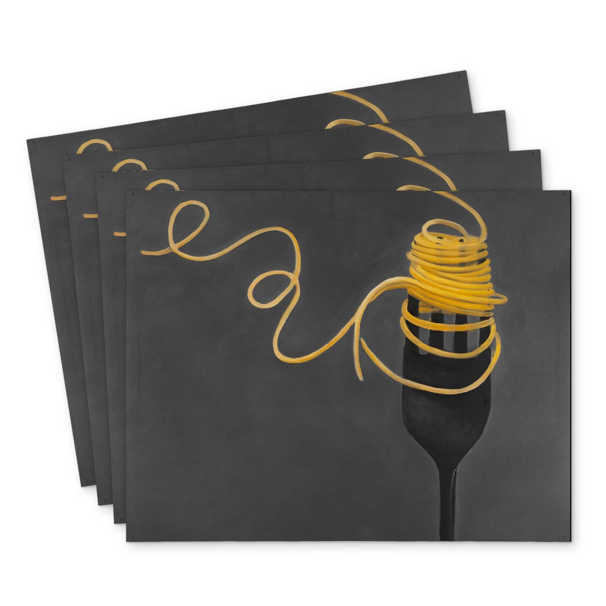 Picture of Begin Home Decor C4PP14186TOFIY 14 x 18 in. Spaghetti Pasta Fork Polyester Placemat - Home Decor Accent - Set of 4