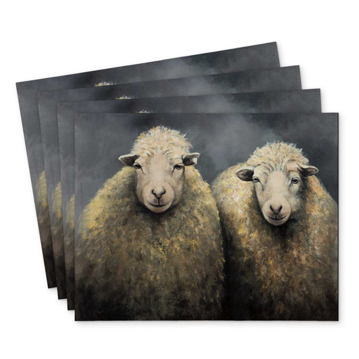 Picture of Begin Home Decor C4PP1418AZGJCG 14 x 18 in. Wool Sheeps Polyester Placemat for Stylish Home Decor - Set of 4