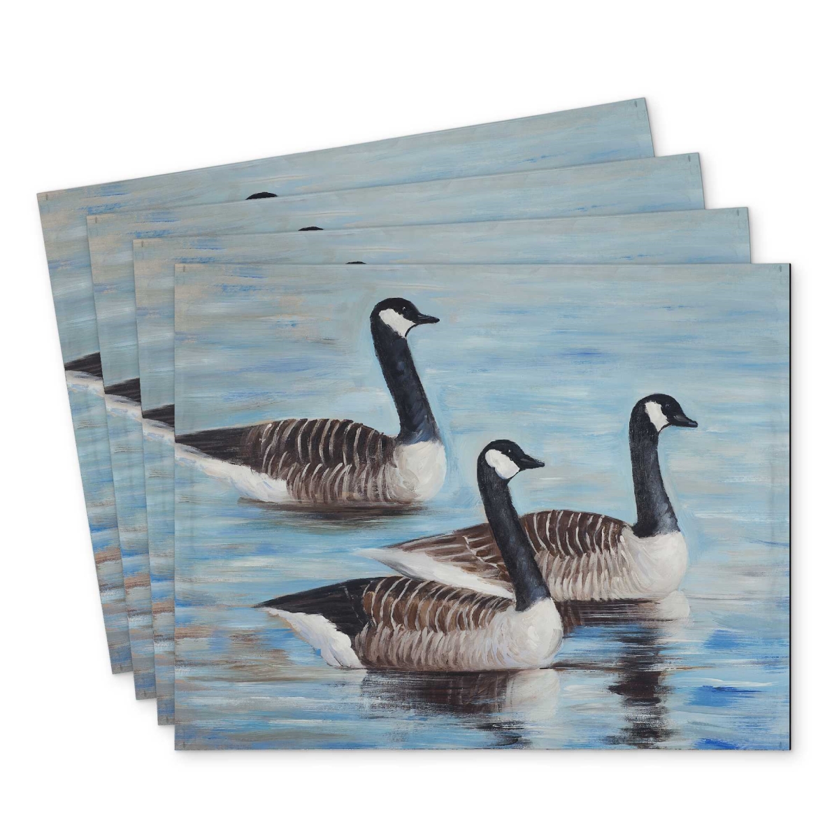 Picture of Begin Home Decor C4PP1418BA3VYE 14 x 18 in. Canada Geese in Water Polyester Placemat - Home Decor - Set of 4