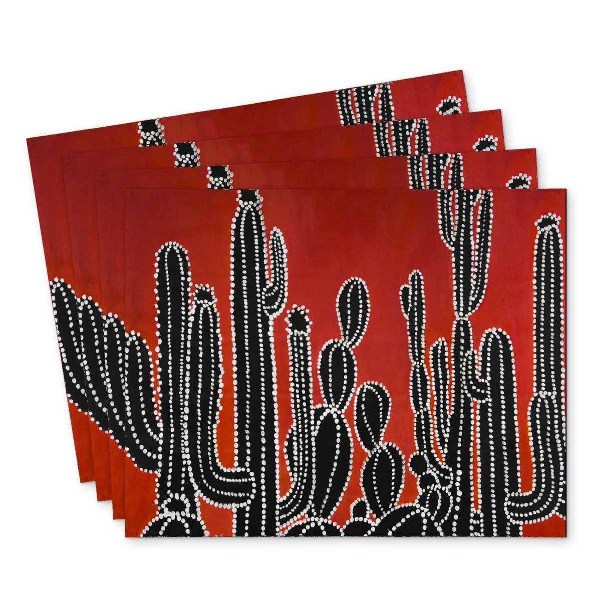 Picture of Begin Home Decor C4PP1418CDNZBQ 14 x 18 in. Black Tall Cactus Polyester Placemat - Home Decor Accent - Set of 4