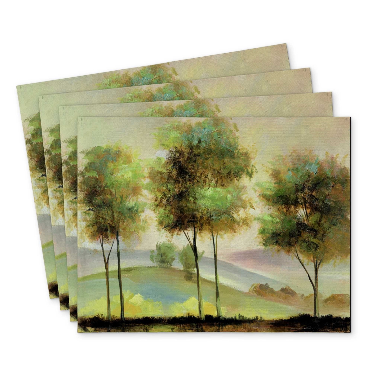 Picture of Begin Home Decor C4PP1418E1ELKL 14 x 18 in. Trees Near The Lake Polyester Placemat - Home Decor Accent - Set of 4