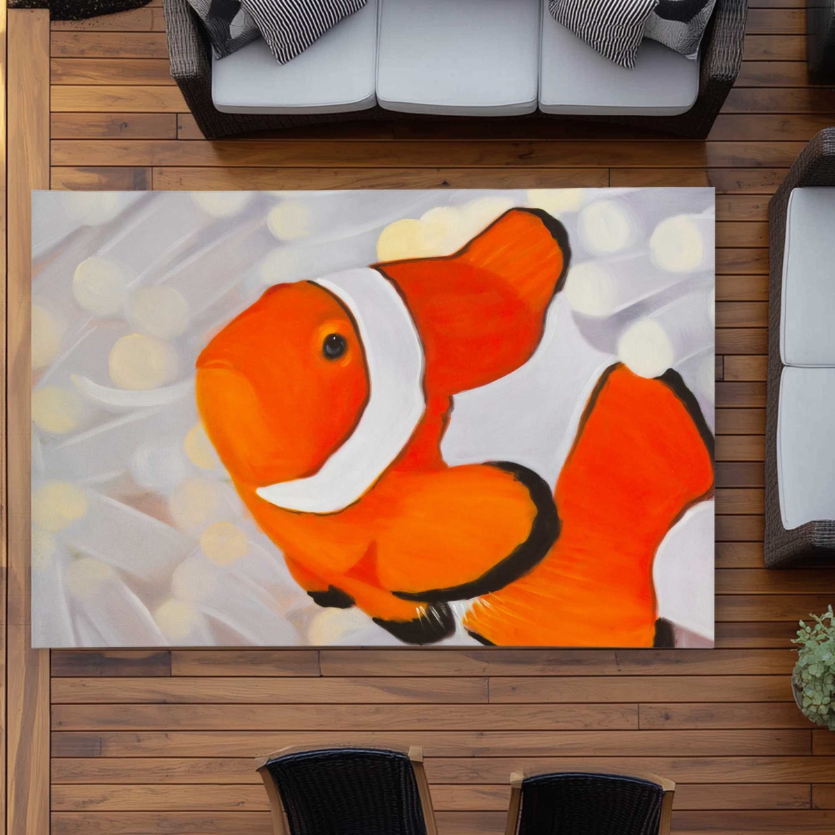 C1ROAR572YYVL7 5 x 7 ft. Clownfish Exotic Outdoor Rectangle Area Rug - Home Decor Delight