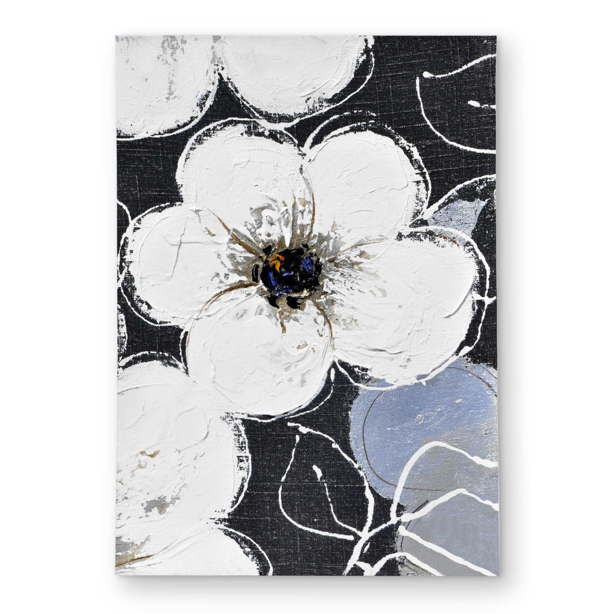 C1ROAR5733M6QH 5 x 7 ft. White Flowers with Leaves Outlines - Office Gray Outdoor Rectangle Area Rug