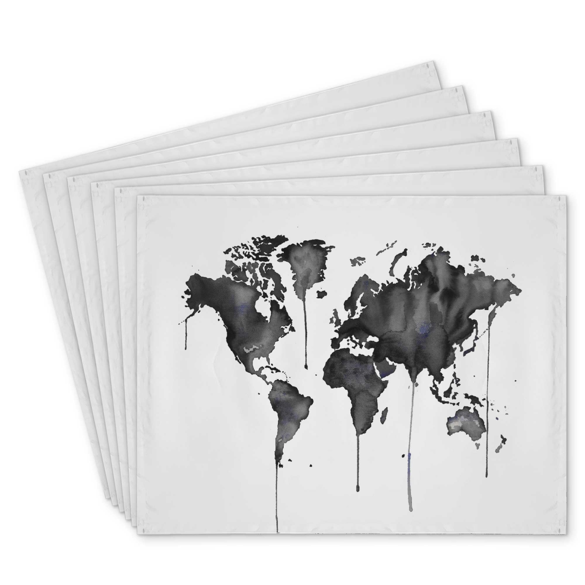 Picture of Begin Home Decor C6PP1418IMKMS9 14 x 18 in. Watercolor World Map Polyester Placemat for Home Decor - Set of 6