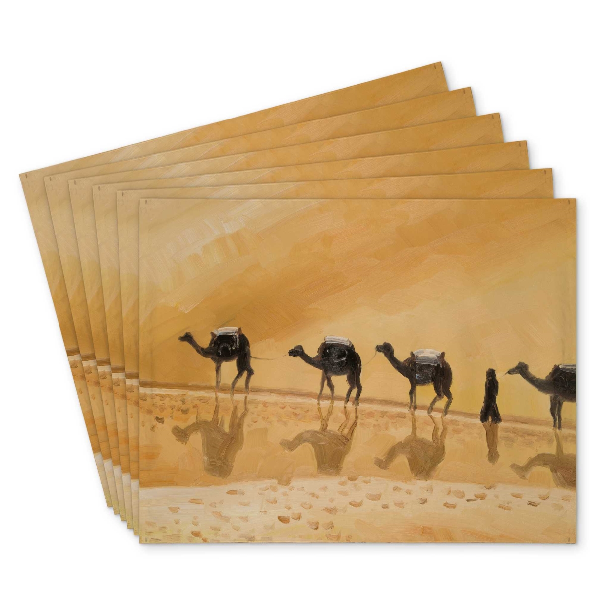 Picture of Begin Home Decor C6PP1418IO8KM9 14 x 18 in. Walking in the Desert Polyester Placemat - Home Decor Accent - Set of 6