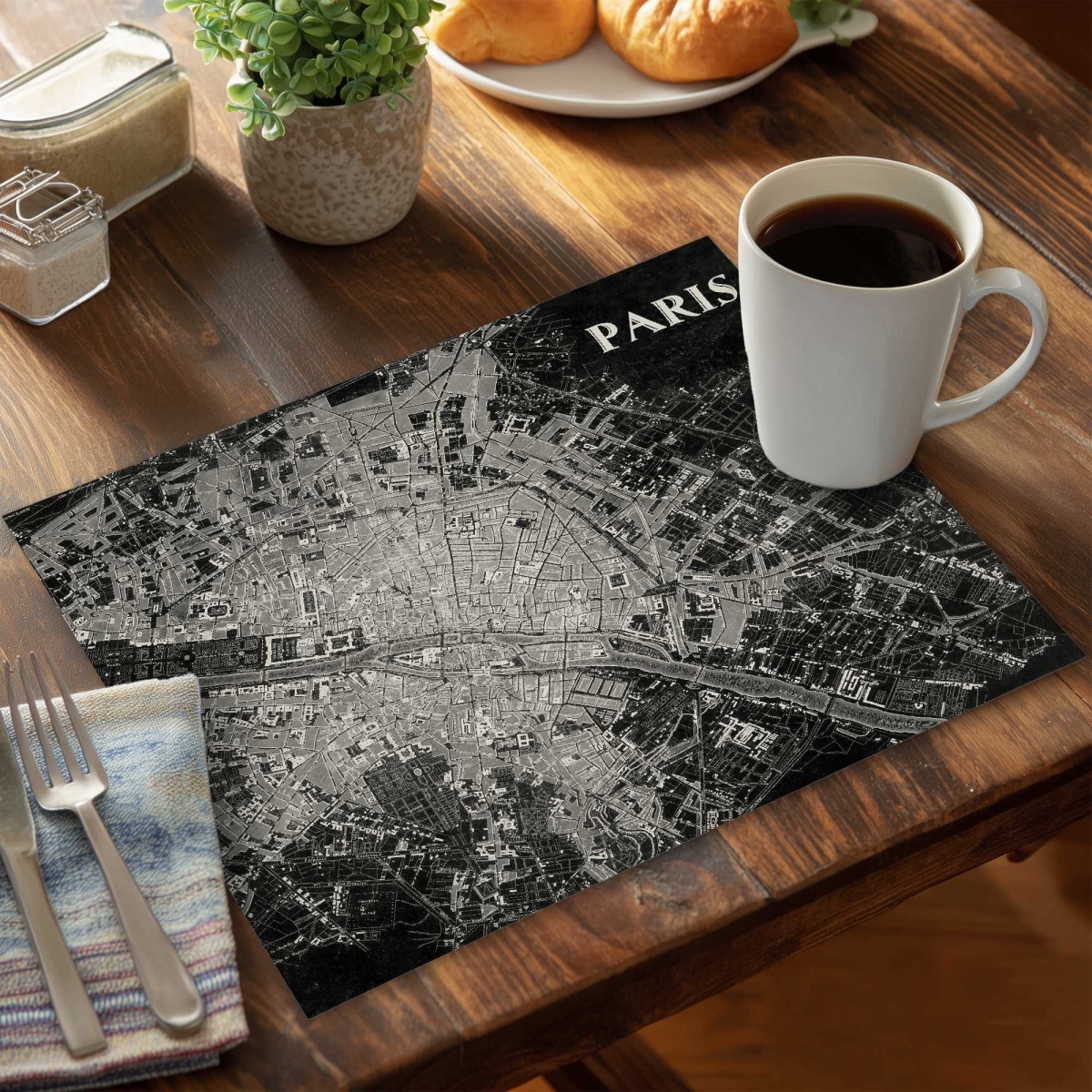 Picture of Begin Home Decor C6PP1418JI0EYZ 14 x 18 in. Airplane Satellite View Polyester Placemat for Home Decor - Set of 6