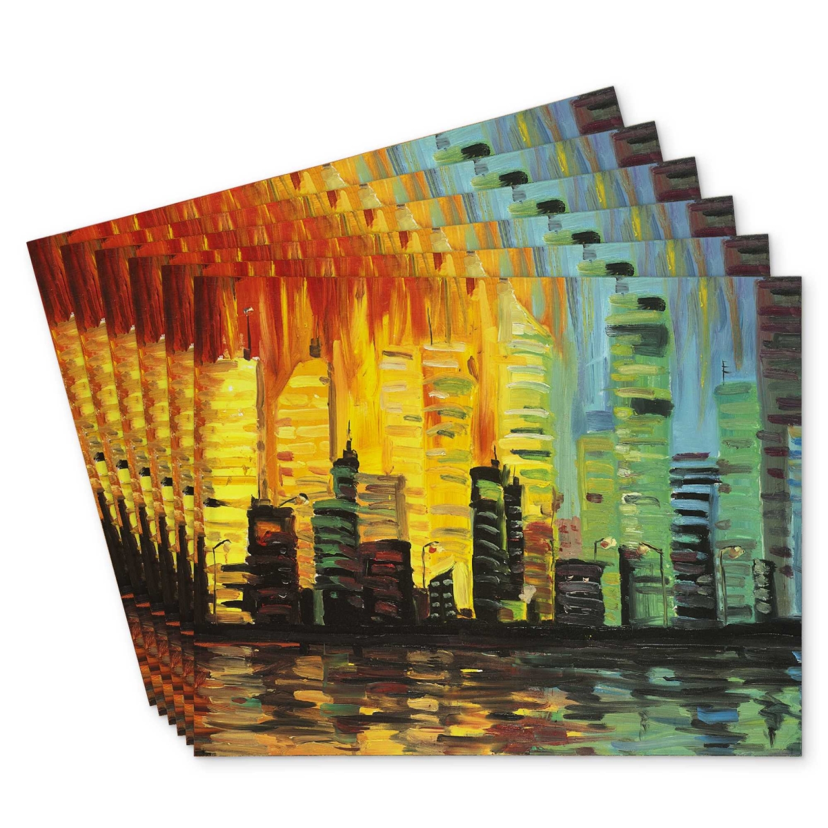 Picture of Begin Home Decor C6PP1418PR7EJO 14 x 18 in. City with Color Tones Polyester Placemat - Home Decor Accent - Set of 6