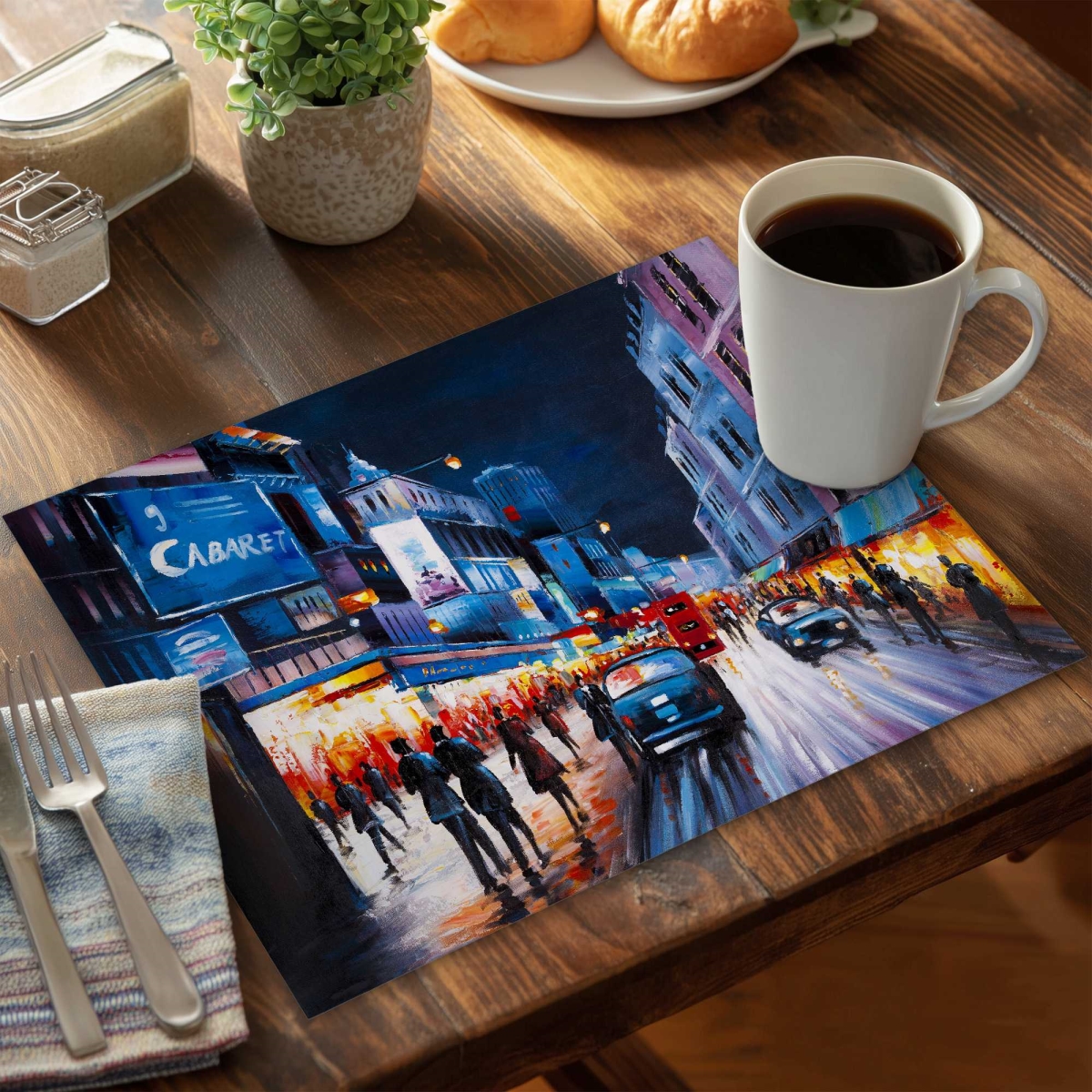 Picture of Begin Home Decor C6PP1418R2DU7Q 14 x 18 in. Cabaret Evening Polyester Placemat - Stylish Home Decor - Set of 6