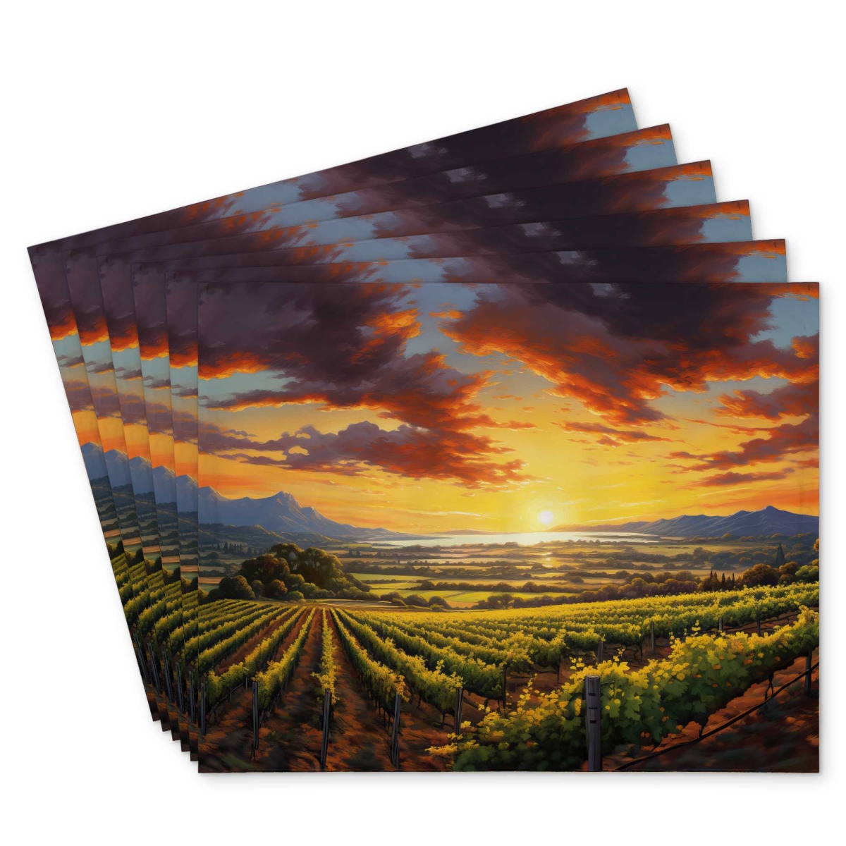 Picture of Begin Home Decor C6PP1418WATH90 14 x 18 in. Time to Sleep Polyester Placemat - Chic Home Decor Accent - Set of 6