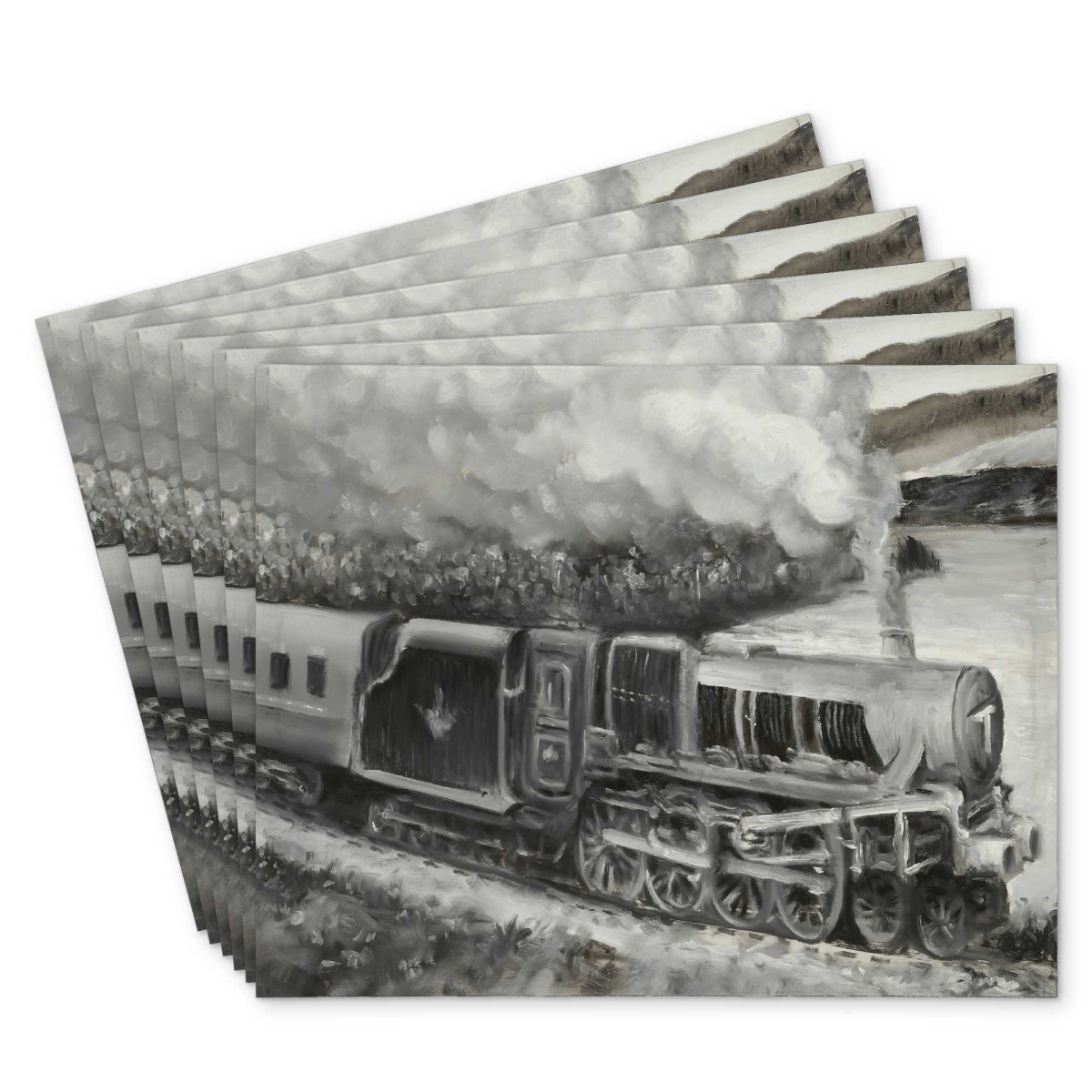 Picture of Begin Home Decor C6PP1418WN7POY 14 x 18 in. Vintage Passenger Locomotive Polyester Placemat - Home Decor - Set of 6