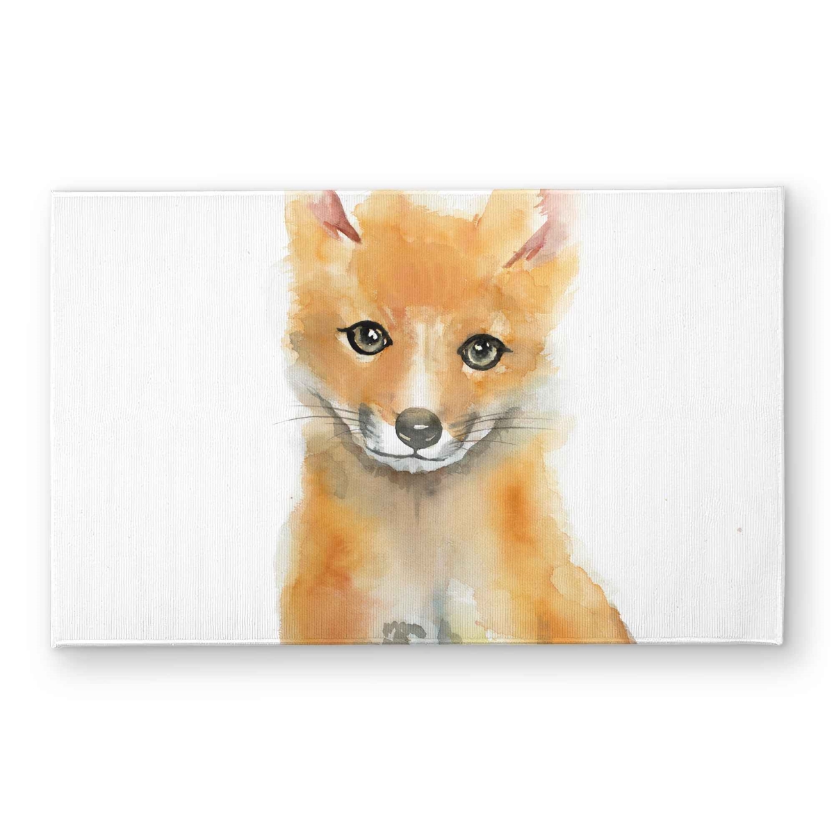 CODM2134BKT3KH 21 x 34 in. Watercolor Baby Fox - Rustic Wildlife Door Mat