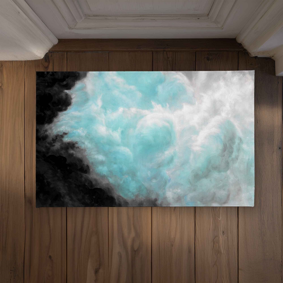 CODM2134G7W72V 21 x 34 in. Turquoise Clouds Mountains Bathroom Door Mat - Home Decor