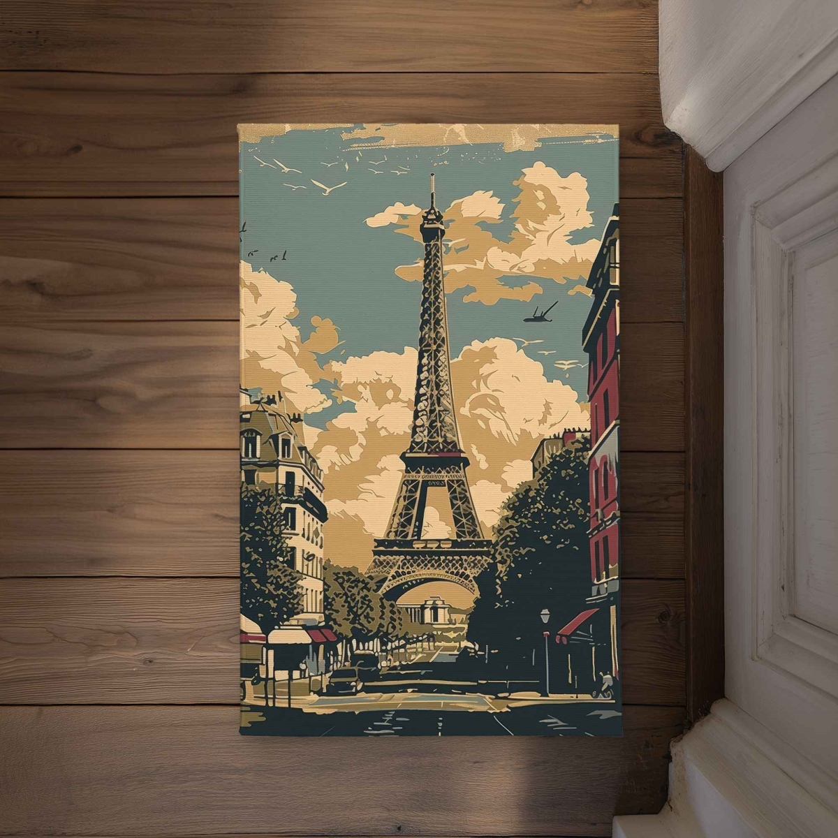 CODM2134GE8A4M 21 x 34 in. Eiffel Tower Orange Indoor & Outdoor Door Mat - Home Decor