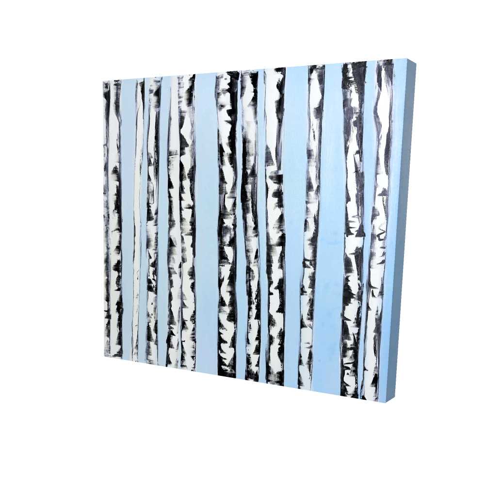 2080-3636-LA52 36 x 36 in. Birches on a Blue Background - Modern White Canvas Decor