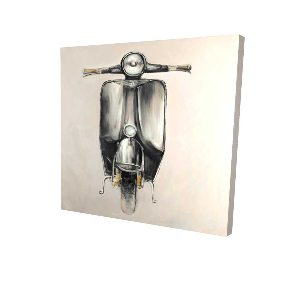 2080-3636-TR49 36 x 36 in. Small Black Moped - Beige Transportation Canvas