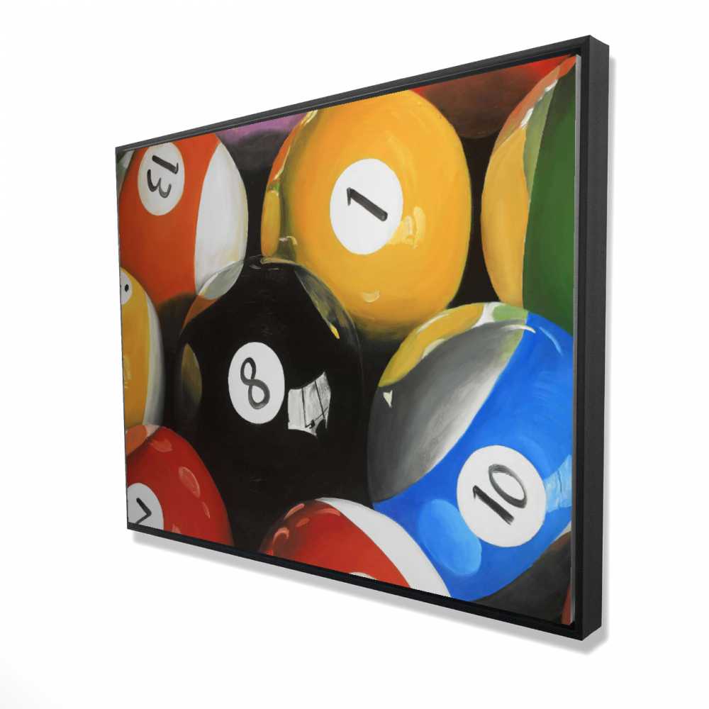 2081-3648-MI76 36 x 48 in. Pool Balls Closeup - Hyperrealist Hobbies Framed Canvas