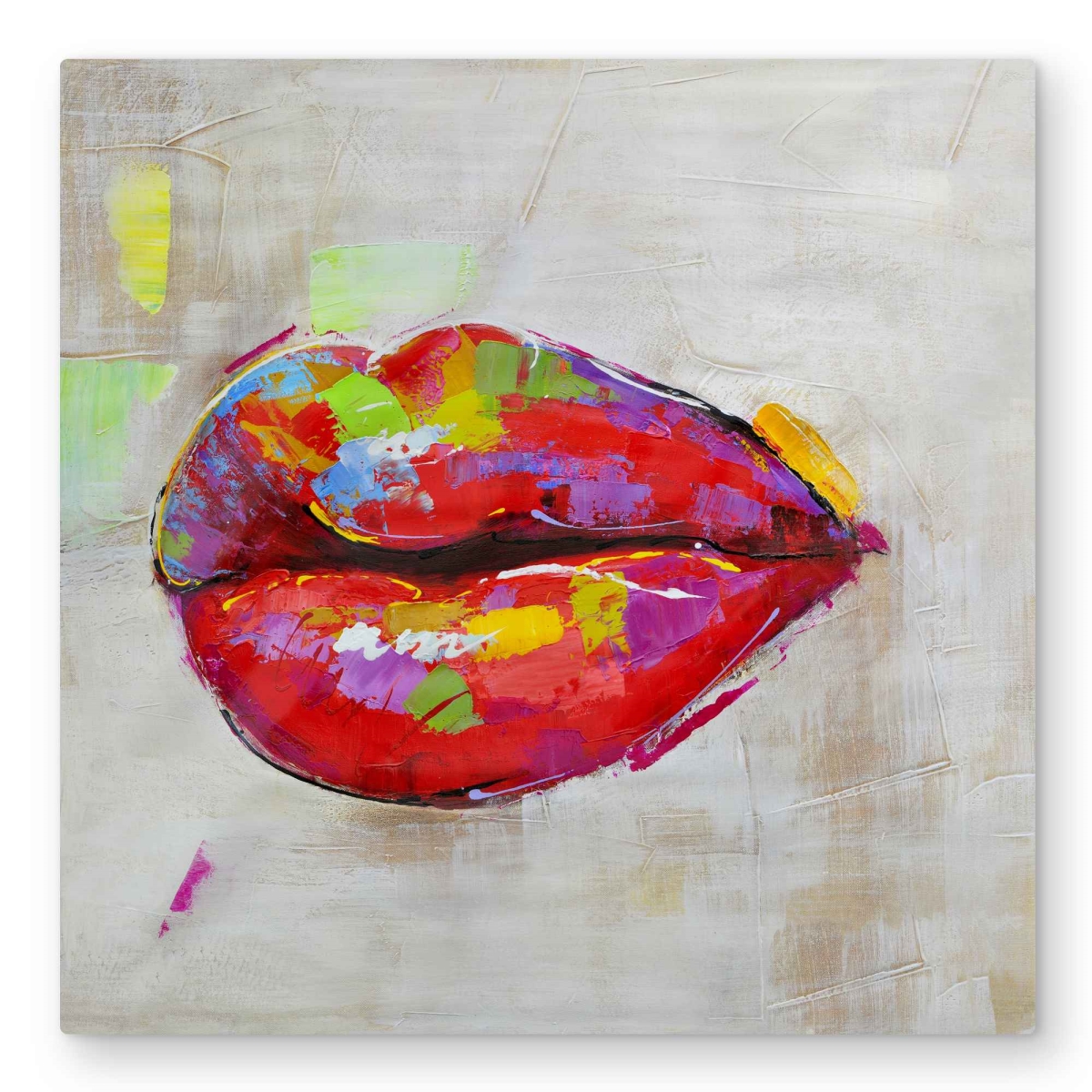 C1MP3232FPOUK3 32 x 32 in. Colorful Lips Wall Art - Bedroom Figurative Metal Print