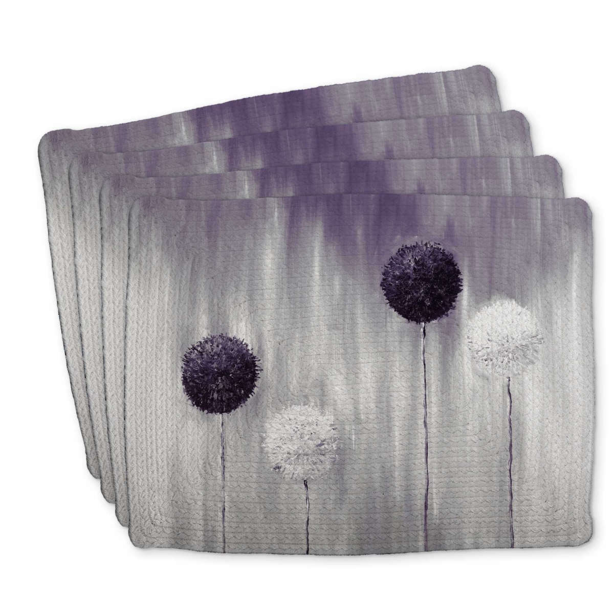 Picture of Begin Home Decor C4BP1418SDETR6 14 x 18 in. Purple Allium Flowers Braided Polyester Placemat - Decor - Set of 4