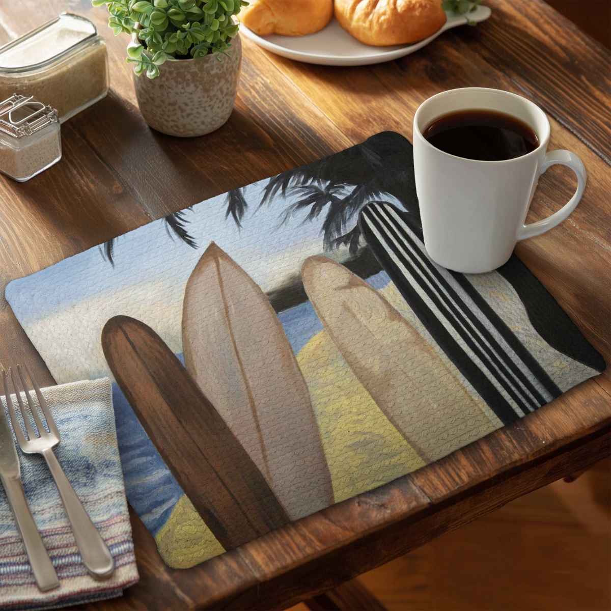Picture of Begin Home Decor C4BP1418VVCT9T 14 x 18 in. Surfboards Braided Polyester Placemat - Stylish Home Decor - Set of 4