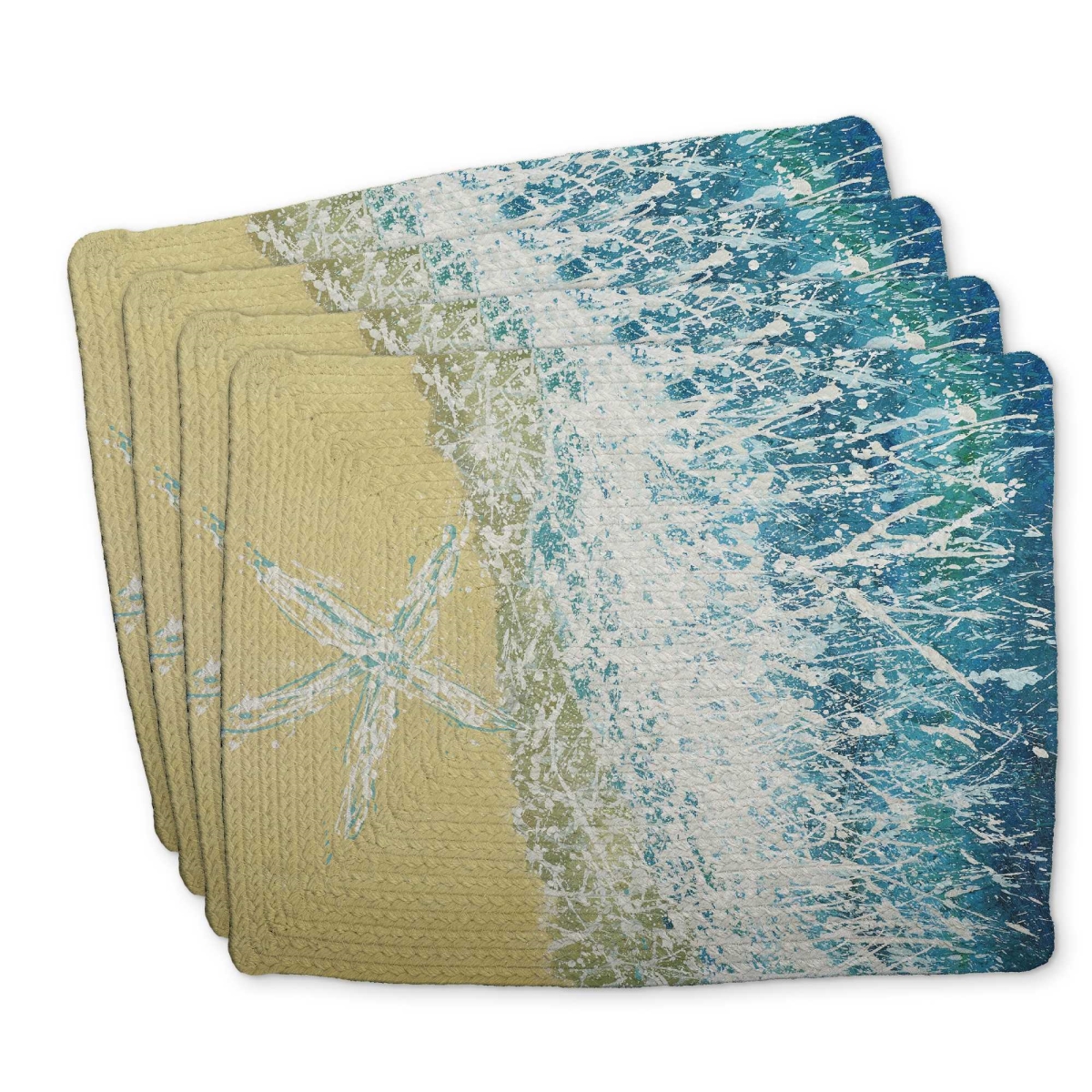 Picture of Begin Home Decor C4BP1418Y2P04Q 14 x 18 in. Left Side Seastar - Braided Polyester Placemat - Set of 4