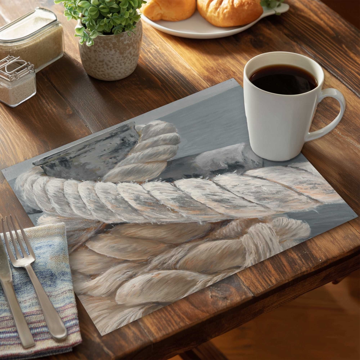 Picture of Begin Home Decor C6PP1418HWKARC 14 x 18 in. Tie-Down Ropes Closeup - Polyester Placemat for Home Decor - Set of 6