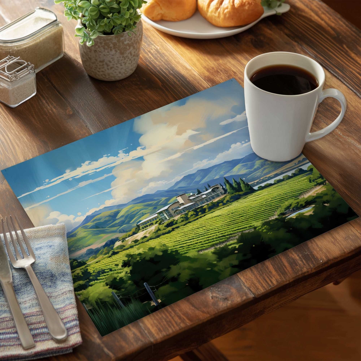 Picture of Begin Home Decor C6PP1418QFY5WT 14 x 18 in. Peaceful Day Polyester Placemat - Stylish Tableware - Set of 6