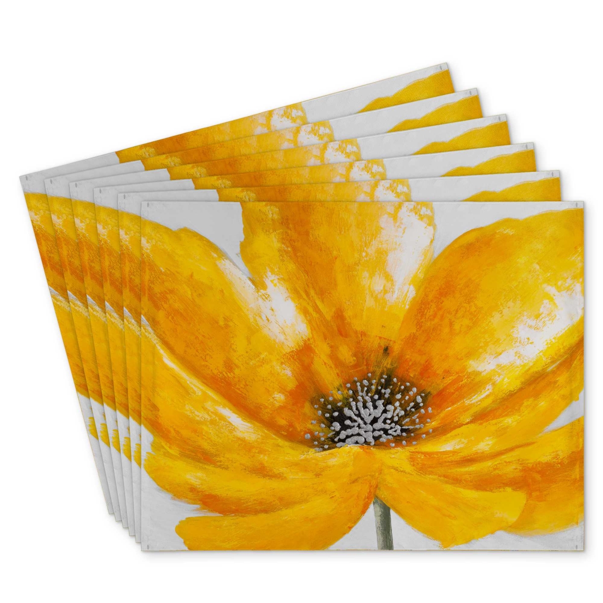 Picture of Begin Home Decor C6PP1418SCXH1Z 14 x 18 in. Big Yellow Flower Polyester Placemat - Home Decor Accent - Set of 6
