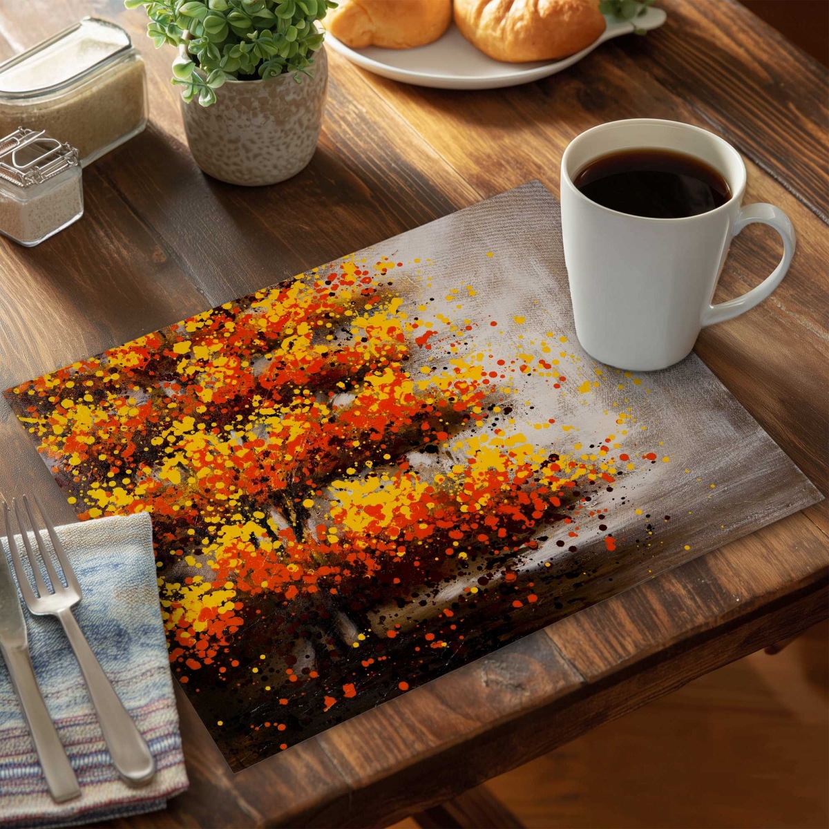 Picture of Begin Home Decor C6PP1418TVX0KJ 14 x 18 in. Dotted Tree Polyester Placemat - Stylish Home Decor Accent - Set of 6