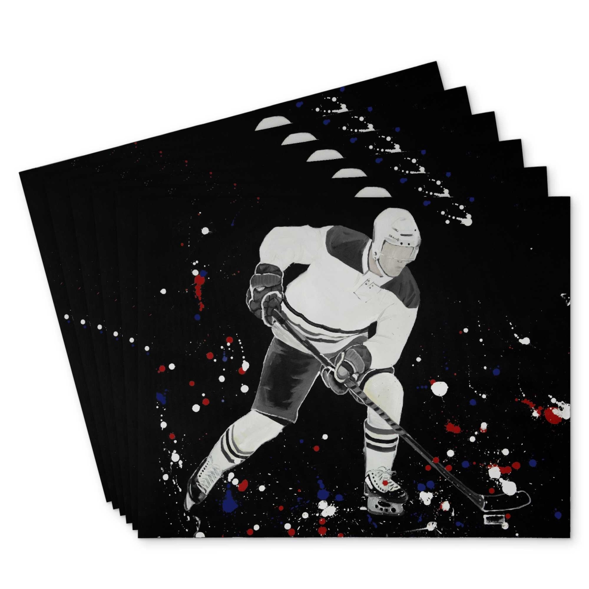 Picture of Begin Home Decor C6PP1418TZUQDA 14 x 18 in. Hockey Player Ready for Action Polyester Placemat - Decor - Set of 6