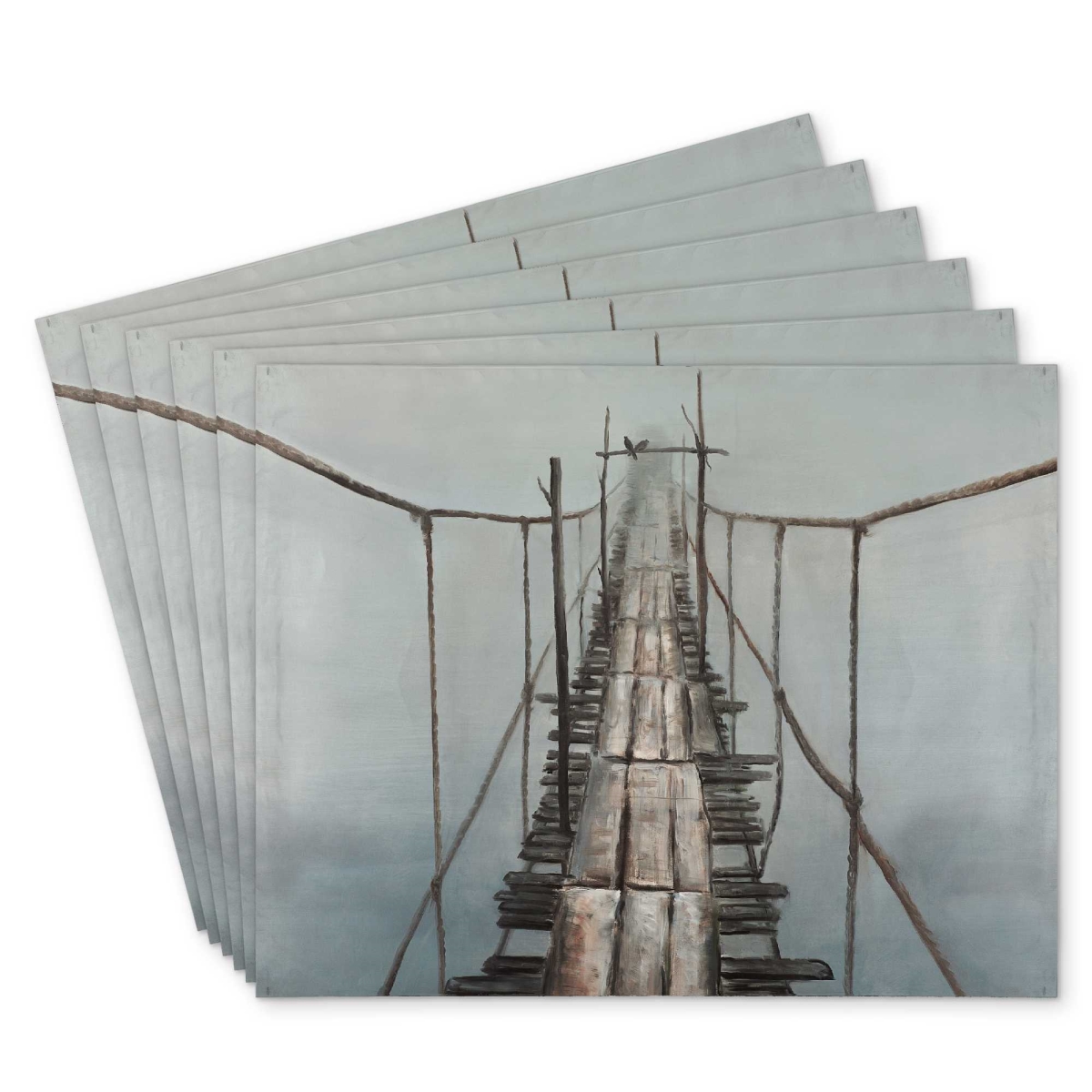 Picture of Begin Home Decor C6PP1418TZYESJ 14 x 18 in. Old Abandoned Bridge Polyester Placemat - Home Decor Accent - Set of 6