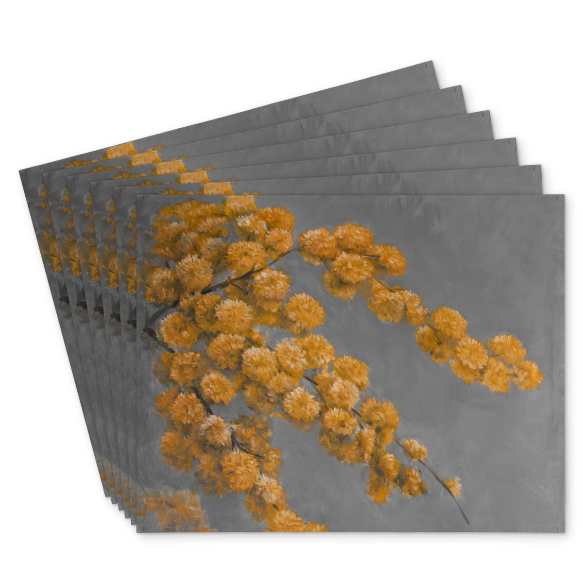 Picture of Begin Home Decor C6PP1418YSJYF9 14 x 18 in. Golden Wattle Plant Polyester Placemat for Home - Stylish - Set of 6