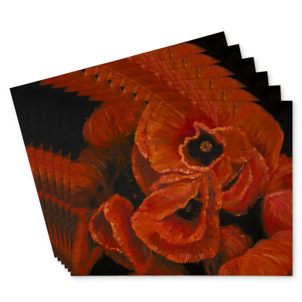 Picture of Begin Home Decor C6PP1418Z5SNWK 14 x 18 in. Poppy Bouquet Polyester Placemat - Stylish Home Decor Accent - Set of 6