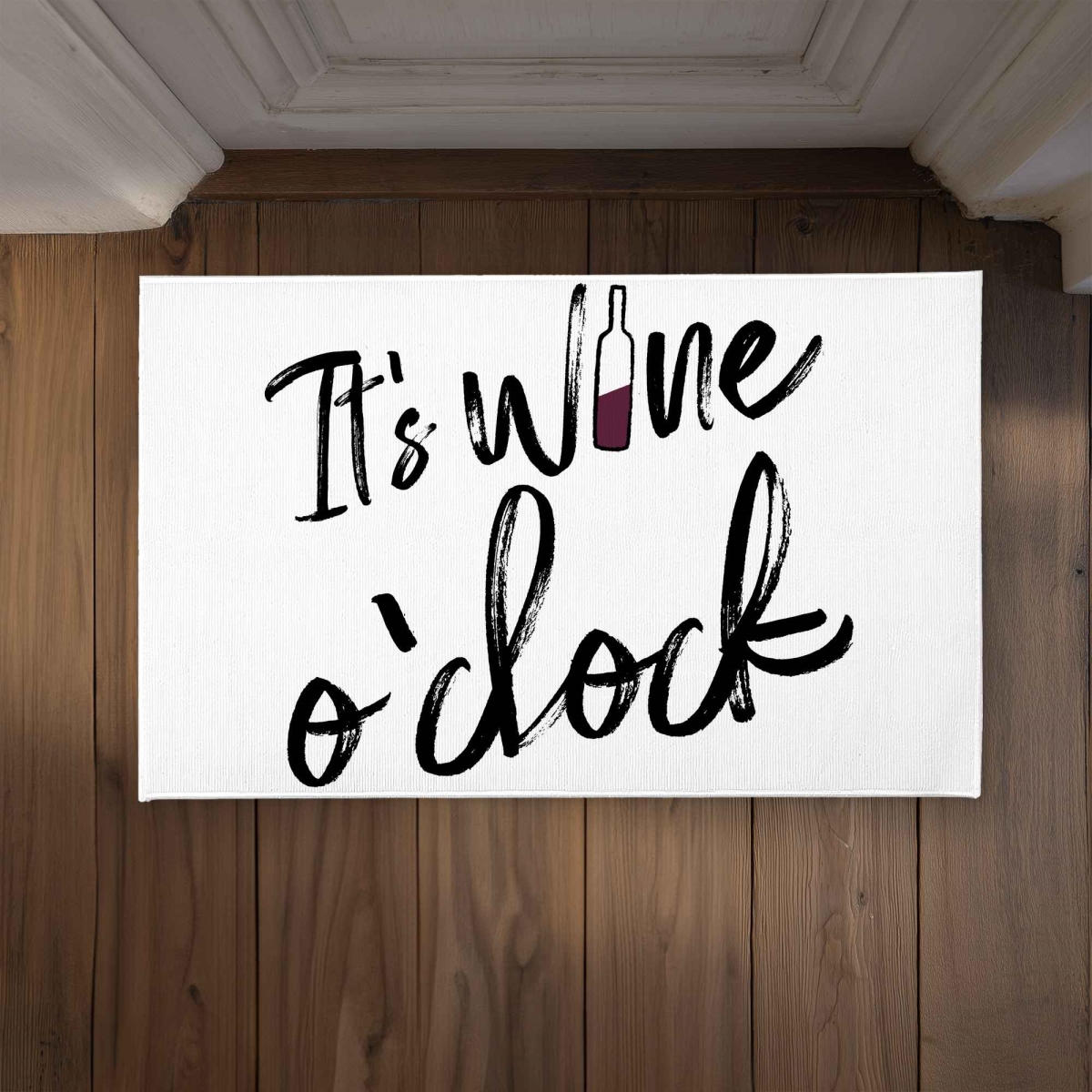 CODM2134SATUSP 21 x 34 in. Its Wine O Clock II - Kitchen White Door Mat for Home Decor
