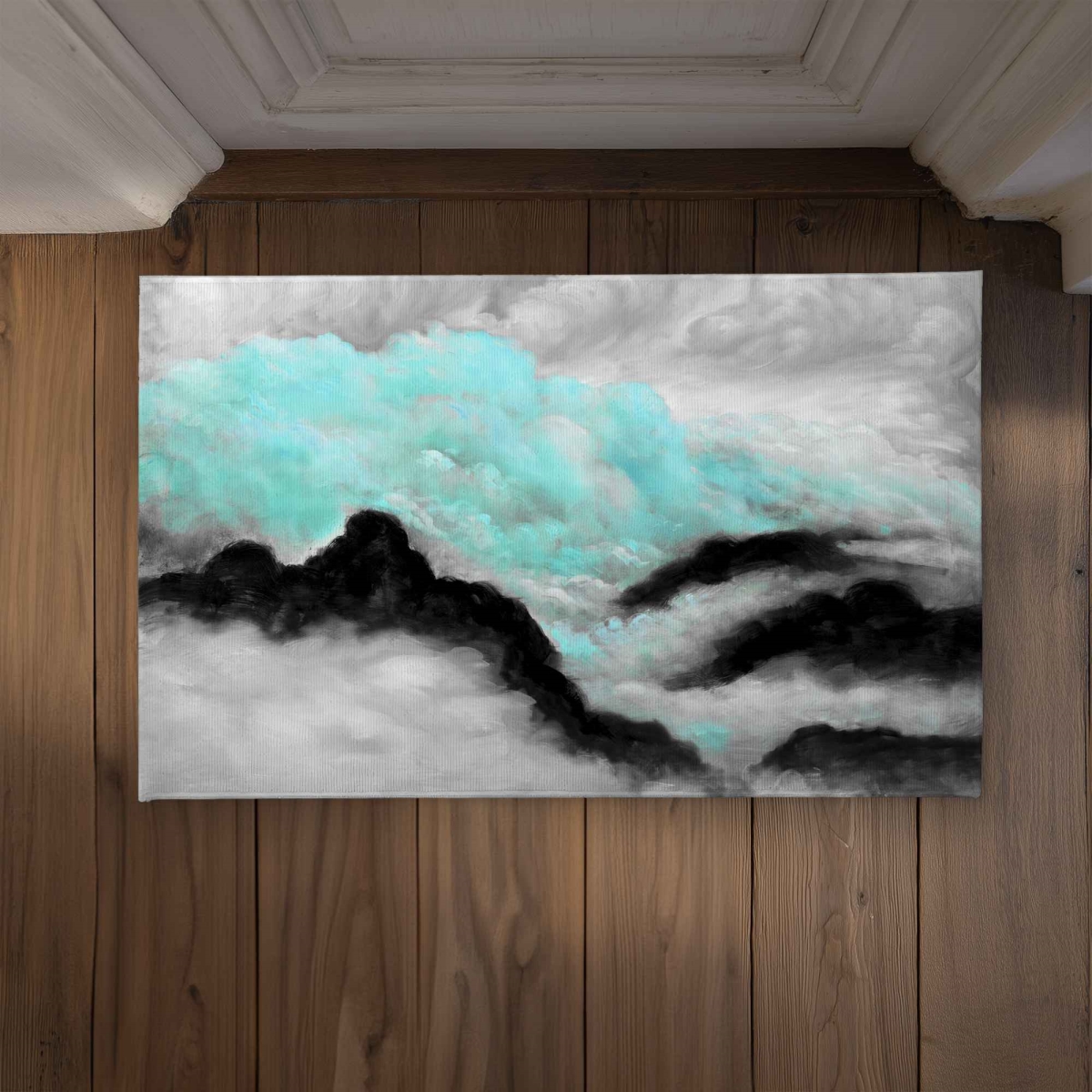CODM2134SH4P6J 21 x 34 in. Grey & Blue Clouds Contemporary White Indoor & Outdoor Door Mat